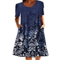 thumbnail image 2 of Robe Midi à Fleurs à Manches Courtes pour Femmes Grande Taille, Robe d'Été Évasée de Plage, 2 of 2