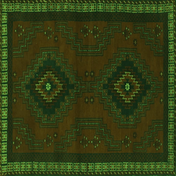 Ahgly Company Indoor Square Persian Green Traditional Area Rugs, 7' Square