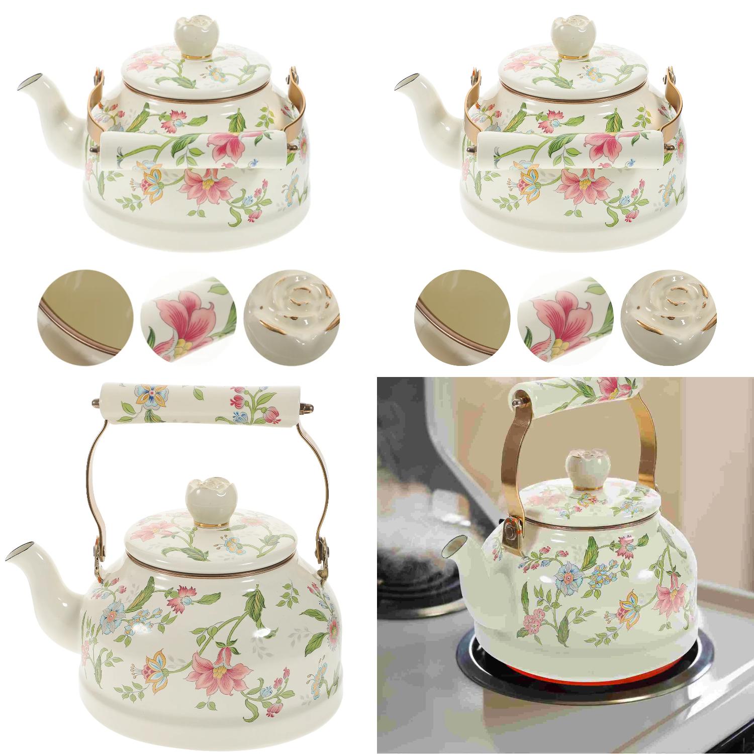 ZNGPNG Vintage Induction Cooker Tea Kettle Container - Stylish Handle for Daily Use Coffee and Steaming Hot Tea Pot