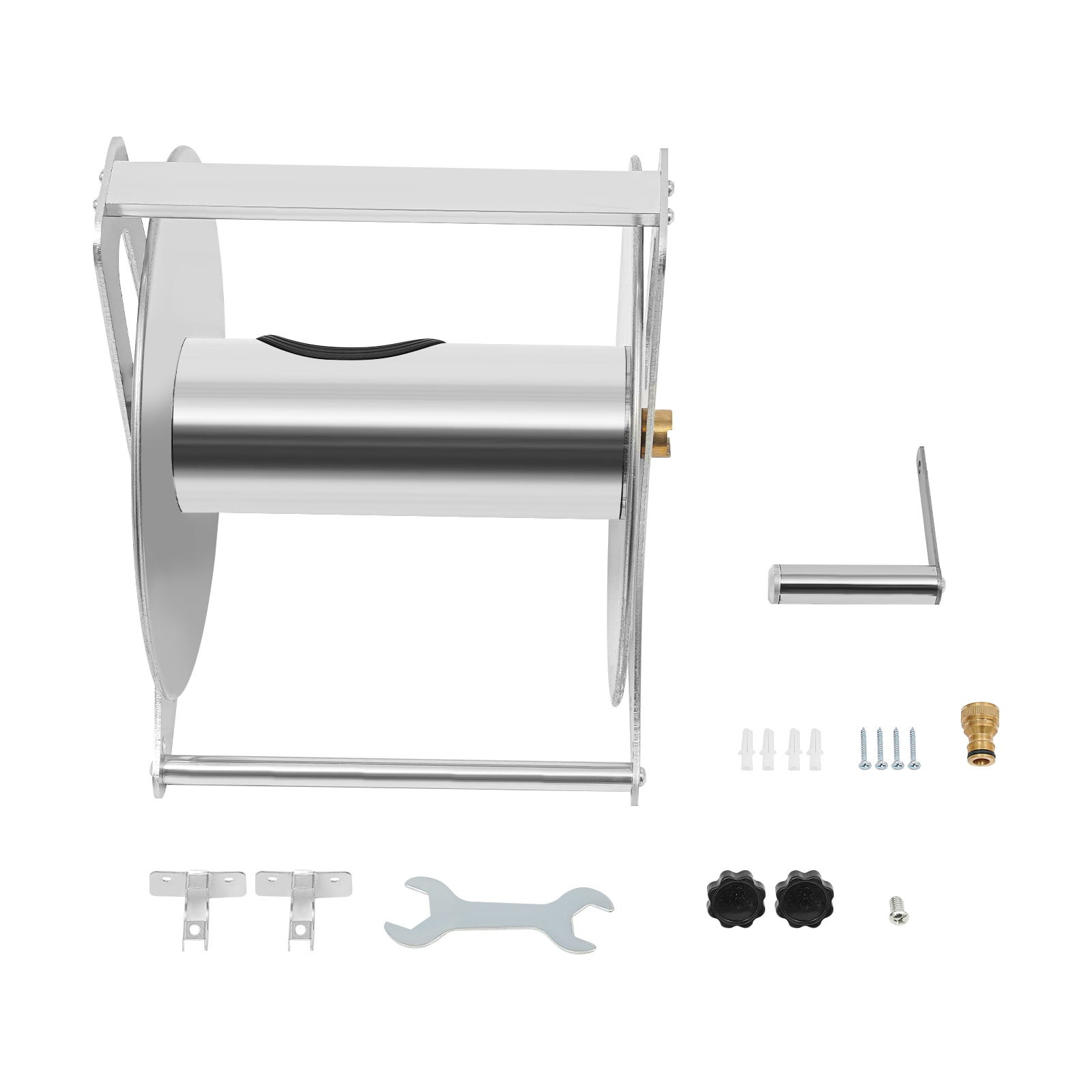 TFCFL 30x28x36cm Stainless Steel Garden Hose Reel Garden Hose Reel Silver Water Hose Storage Rack