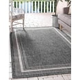 thumbnail image 2 of Unique Loom Outdoor Border Collection Casual Solid Border Transitional Indoor and Outdoor Flatweave Black Area Rug (8' 0 x 11' 4), 2 of 10