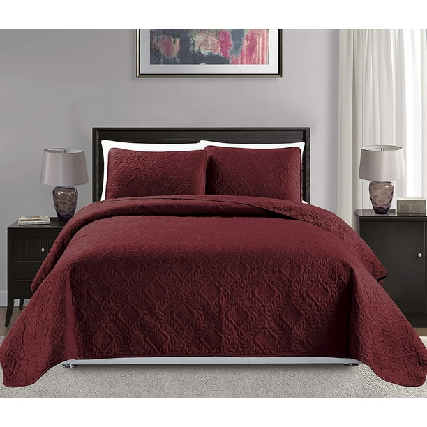 Fancy Linen 3 pc Over Size Diamond Bedspread Bedcover Embossed Solid