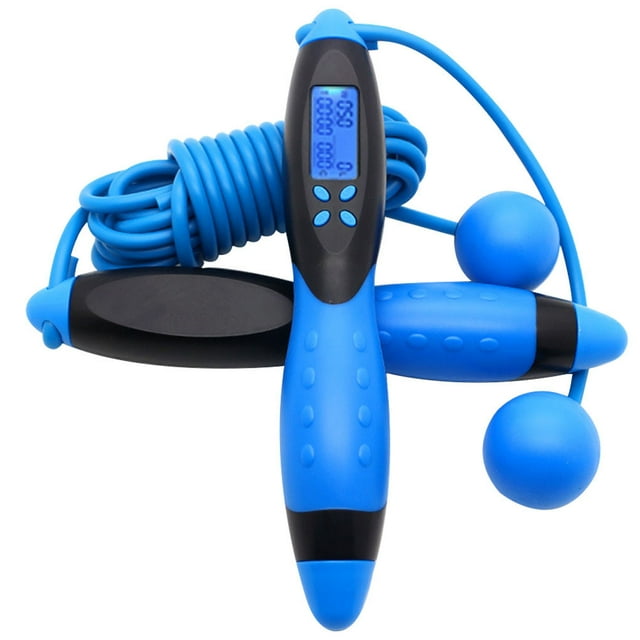 facefd Skipping Rope Electronic Jumping Rope Adults Digital Counting Jumping Cord Indoor Outdoor Fitness Tool, Black Blue