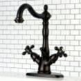 thumbnail image 2 of Kingston Brass KS1435AX Heritage Two-Handle Bathroom Faucet with Brass Pop-Up and Cover Plate, Oil Rubbed Bronze, 2 of 3