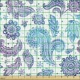 thumbnail image 2 of Ambesonne Vintage Fabric by the Yard Upholstery, Watercolor Flowers Images, 1 Yard, Blue and Violet, 2 of 5