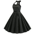 thumbnail image 6 of Dresses for Women 2023 Sleeveless Halter Neck Vintage Maxi Dress Polka Dots Elegant A-Line Prom Dress Formal Bandage Big Swing Fashion Cocktail Dress（Black,2XL）, 6 of 6