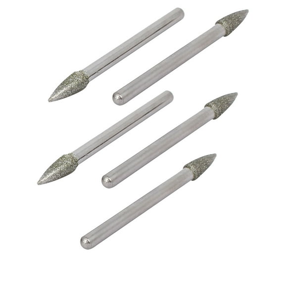 3mm 1/8" Shank 4mm Dia Cone Head Diamond Grinding Mounted Point Bit 5pcs