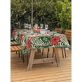 thumbnail image 2 of Outdoor Tablecloth with Umbrella Hole and Zipper, Tropical Botanical Rectangle Table Cloth 54x80 Inch Waterproof Tablecloth, Summer Red Pink Floral Botanical Picnic Table Cover for Patio Camping, 2 of 7