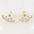 thumbnail image 5 of Grandest Birch Women\'s Flower Zircon Ear Jacket Korean Style Copper Ear Studs Earrings Jewelry Zircon, Copper Gold, 5 of 8