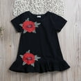 thumbnail image 3 of Robe d'Été pour Bébé Fille Broderie Fleur Manches Courtes Col Rond Appliqués Robe de Fête Florale Décontractée, 3 of 7