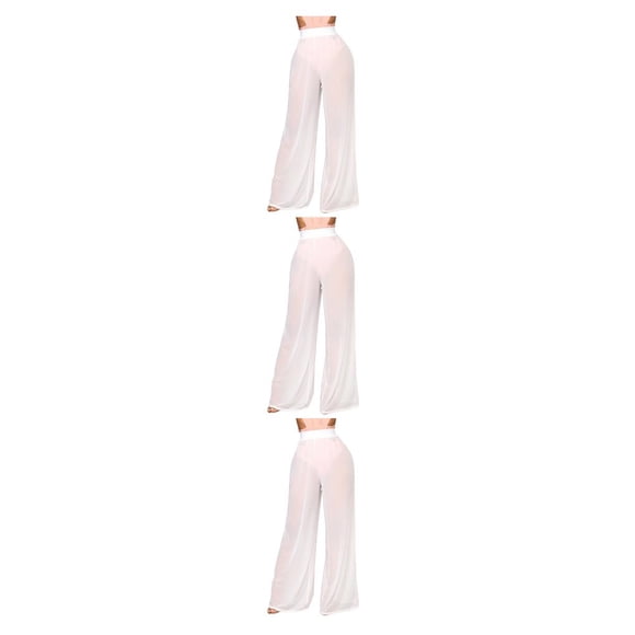 Pantalones de playa Wosthever para mujer traje de baño color sólido Cómodo Transpirable Suelto Blanco XXL 3Conjunto