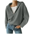 thumbnail image 2 of Samickarr Half Zip Pullover Sweaters For Women Casual Long Sleeve Solid V Neck Collar Ribbed Knitted Loose Slouchy Jumper Tops, 2 of 7