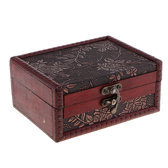 1x Vintage Small Wooden Lock Jewelry Holder Storage Necklace Bracelet Gift Box