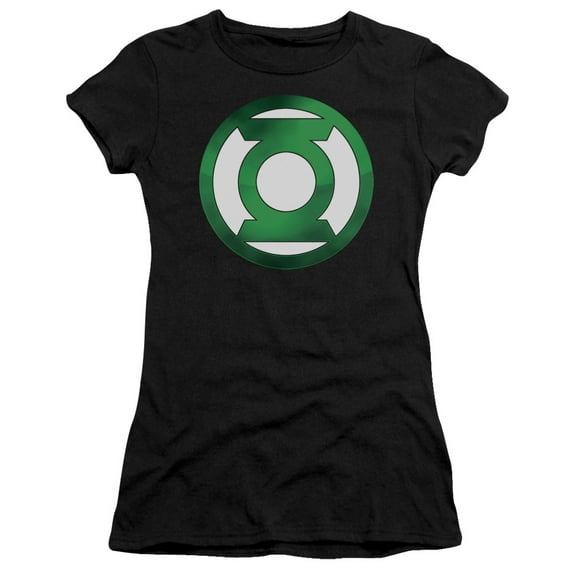 Green Lantern Green Chrome Logo S/S Junior Women's T-Shirt Sheer Black