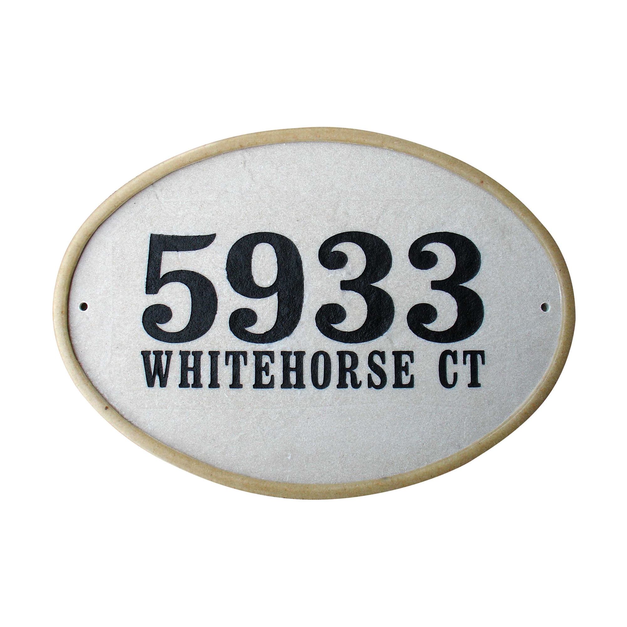 QualArc OAK-4605-SS 10 in. Oakfield Oval Crushed Stone Address Plaque in Sandstone Color