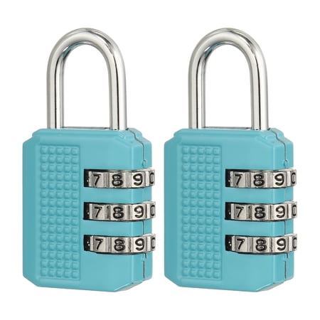 Uxcell Combination Padlock (Medium Blue)(2 Pcs) 3-Digit Combo Padlock Resettable Luggage Locks with 0.8 Inch Shackle Suit for Gym Locker/Fence/Storage/Toolbox/Cabinets