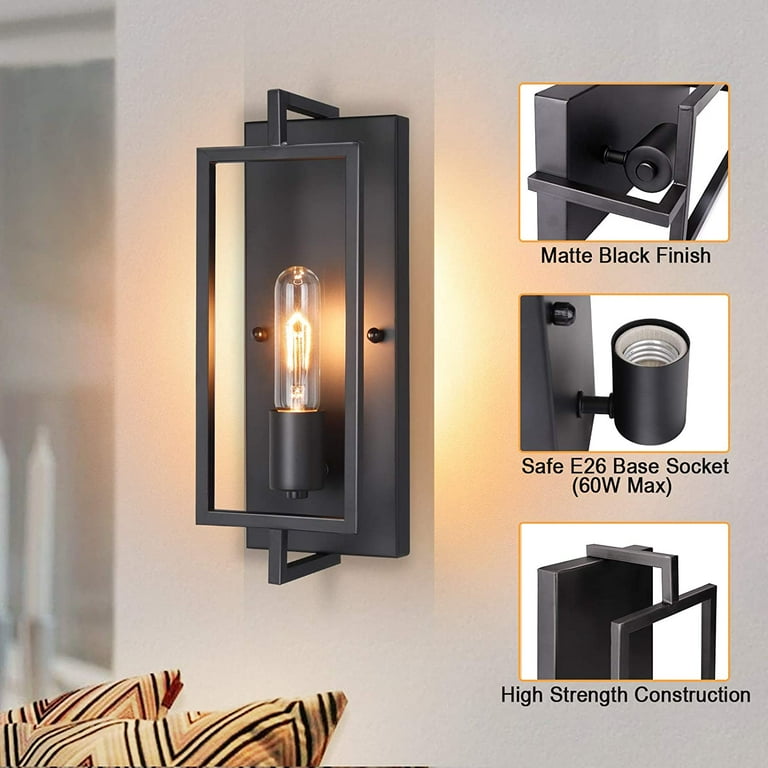 Set of 2 Black Wall Sconces Vintage Wall Sconces Lighting