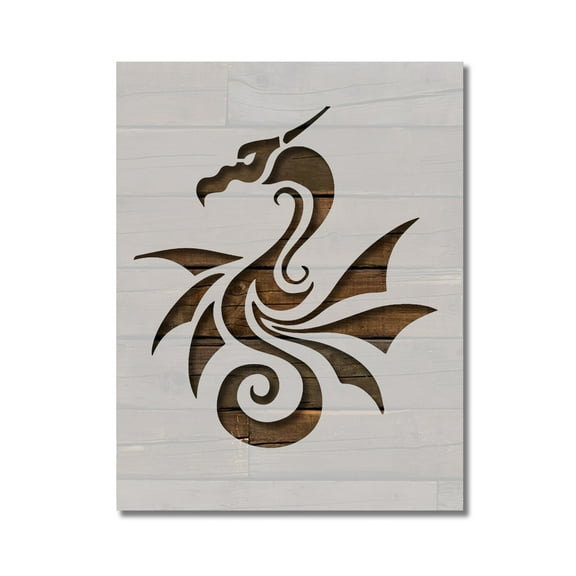 Tibal Seahorse Wings Stencil Template Reusable 8.5 x 11 for Painting on Walls, Wood, Etc. By Stencilville
