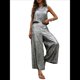 thumbnail image 1 of Conjunto de Dos Piezas de Verano para Mujer: Top Corto Sin Mangas con Cuello Redondo y Pantalones Anchos con Bolsillos Plata S, 1 of 9