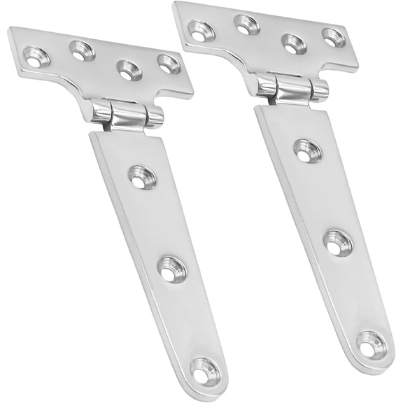 2Pcs 316 Stainless Steel T-Hinge 6" x 3" Marine Grade, Solid Cast Strap Hinge with Polished Finish, Heavy Duty Hinge for Boat Marine Outdoor Door Industrial Use