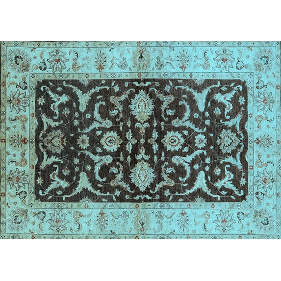 Ahgly Company Indoor Rectangle Oriental Light Blue Traditional Area Rugs, 4' x 6'
