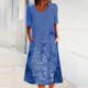 thumbnail image 2 of Moda Mujer Verano Casual Cuello Redondo Estampado Froral Manga Corta Vestido Suelto Fridja  qw2977, 2 of 6