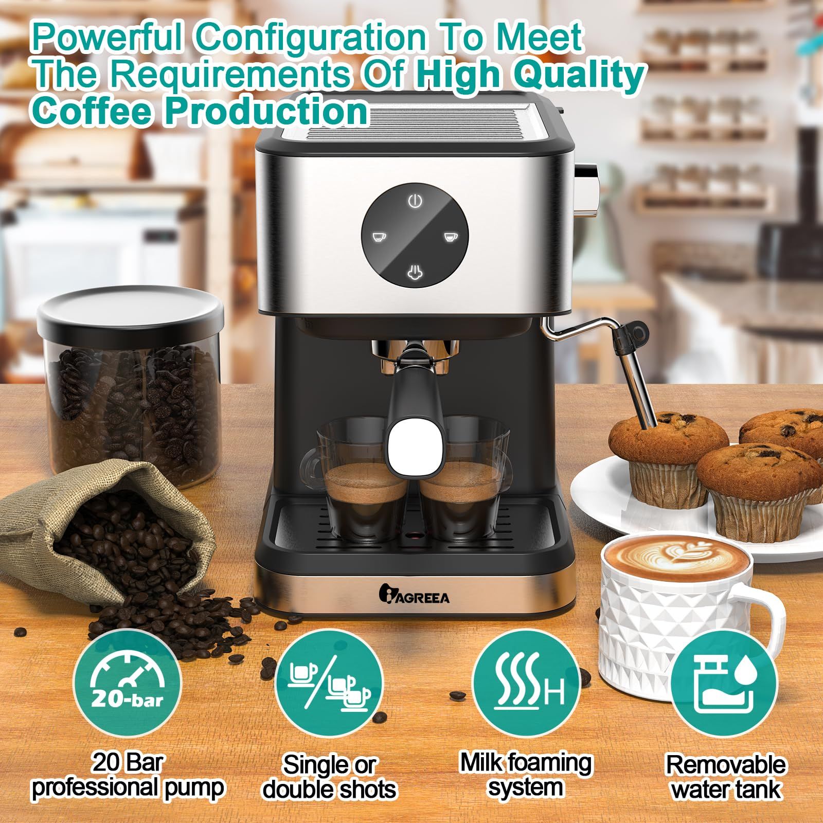 Unbranded Espresso Machine, 20 Bar High Pressure, 50 OZ Detachable, For Barista And Home Lattes And Cappuccinos
