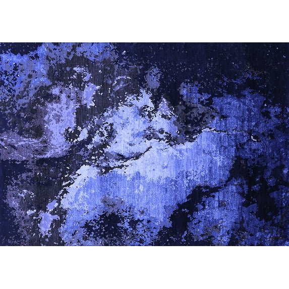 Ahgly Company Indoor Rectangle Oriental Blue Industrial Area Rugs, 2' x 5'