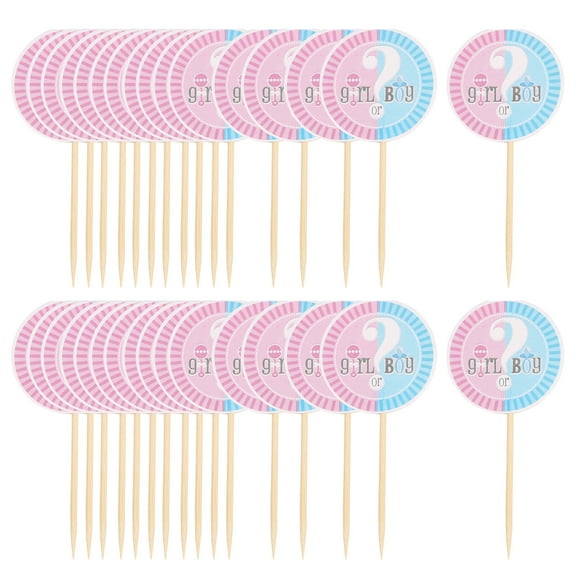 RENACLIPY Gender Reveal Cake Toppers in Assorted Colors, Decorative Paper Party Supplies for Baby Shower Celebration
