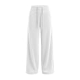 thumbnail image 4 of Zynoxe Womens Corduroy Pants Casual Soft High Waist Drawstring Wide Leg Pants with Pockets Vintage Straight Relaxed Lounge Trousers White S, 4 of 8