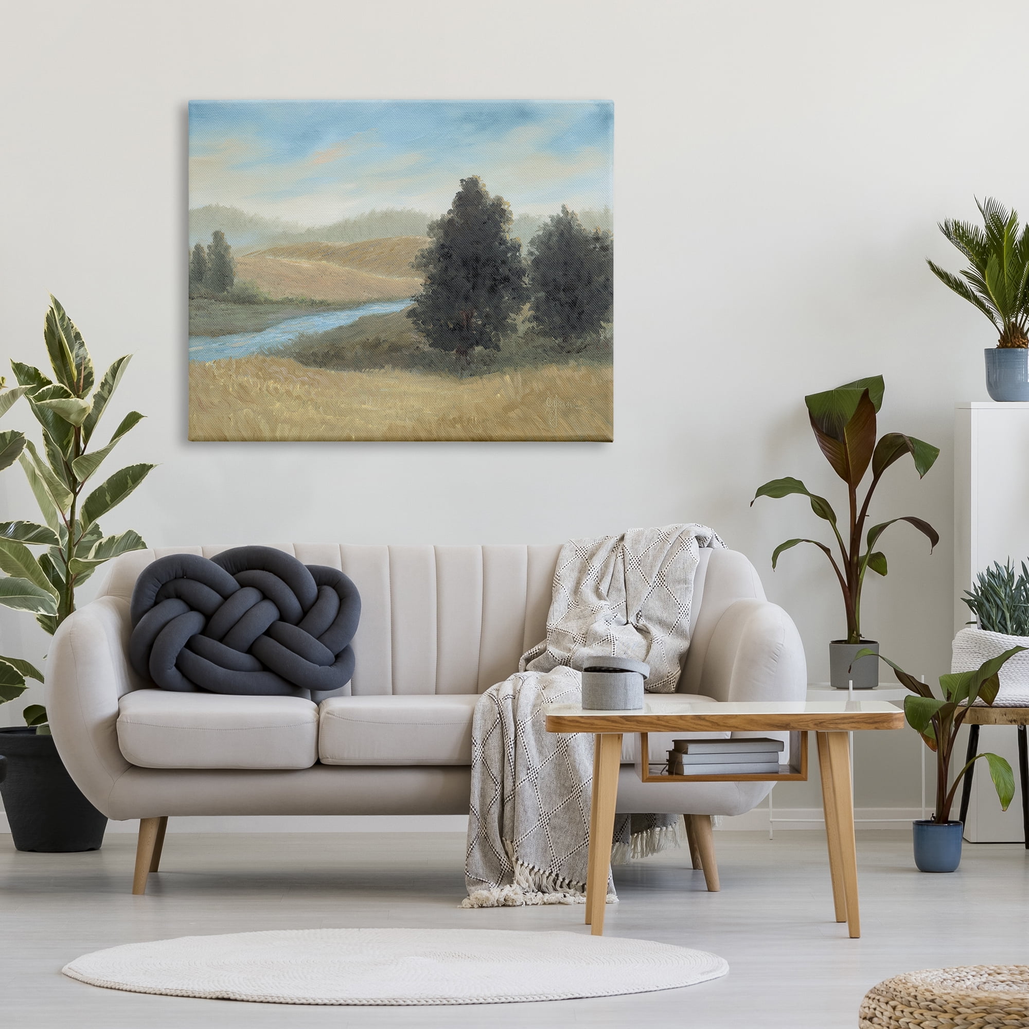 Stupell Industries Rural Creek Landscape Landscape Painting Gallery Wrapped Canvas Art Print Wall Art, 48 x 36