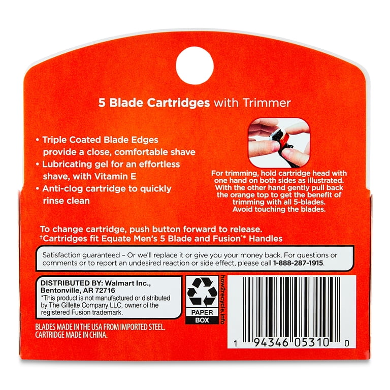 Equate Men's 5-Blade Cartridge Refills With Trimmer, 4 Count photo 4