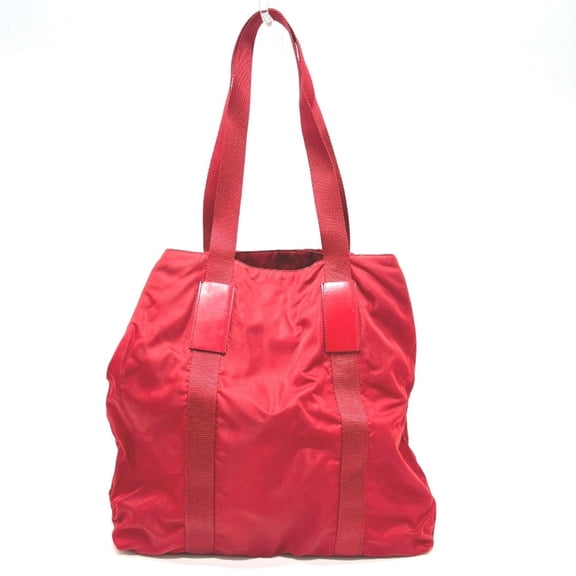 Pre-Owned PRADA Prada Triangle Plate Bag, Handbag, Tote Nylon, Women's, Red