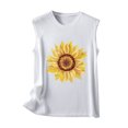 thumbnail image 1 of Pompotops Hauts Sans Manches à Col Rond Imprimé Tournesol pour Femmes, 1 of 4
