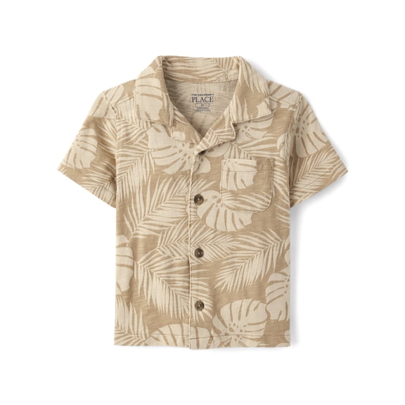 The Children's Place Baby & Toddler Boys Short Sleeve Poplin Button Up Shirt, Sizes 6M-5T