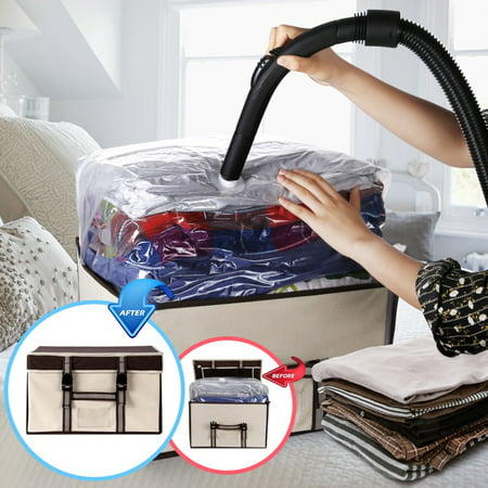 2-Pack Vacuum Storage Bags（Case+Bag） - Space Saver Bags for Clothes Blankets Quilt Duvet Storage