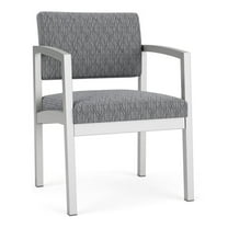 Lesro Lenox Steel Fabric Guest Waiting Room Guest Chair in Silver/Adler Gray Flannel