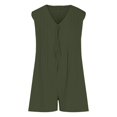 thumbnail image 3 of GILIGEGE Rompers for Women 2025 Summer Casual Ladies' Casual V Neck Pleated Rope Sleeveless Back Pocket Jumpsuit Set Overalls for Women Green S, 3 of 8