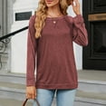 thumbnail image 5 of BLVB Women's Fall Long Sleeve Side Split Loose Blouses Casual Crewneck Pullover Tunic Tops Comfy T Shirts Trendy Clothes Red, 5 of 6