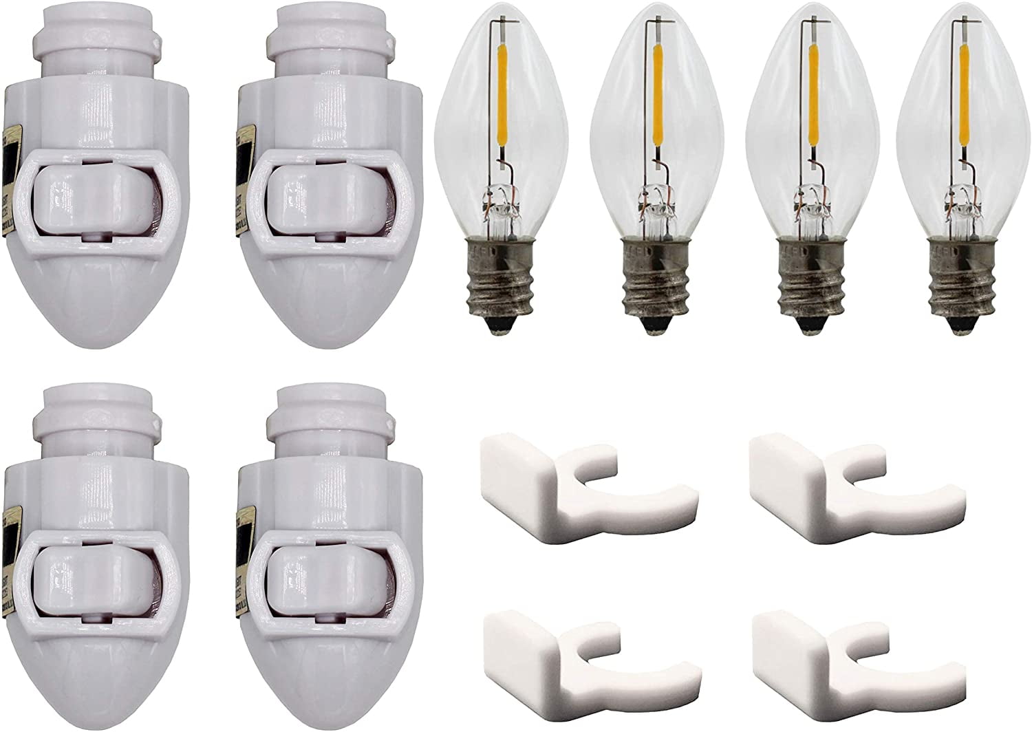 White Sensor Night Light Module Includes 4 Bulbs and 4 Metal Clips 