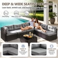 thumbnail image 4 of 7 Piece Rattan Sectional Sofa Set, Outdoor Conversation Set, All-Weather Wicker Sectional Seating Group with Cushions & Coffee Table, Morden Furniture Couch Set for Patio Deck Garden Pool, 4 of 10