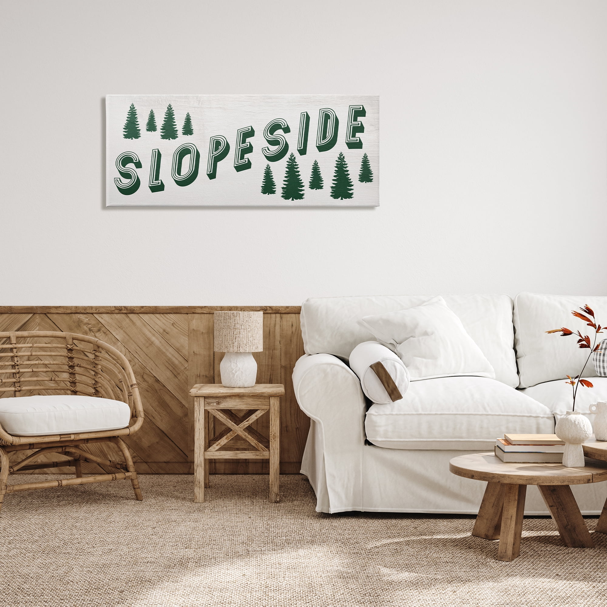 Stupell Industries Slope Side Phrase Vintage Typography Ski Winter Sport, 48 x 20, Design by Daphne Polselli