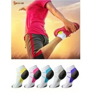 Spencer 5 Pairs Compression Socks for Women and Men, 10-20 mmHg Low Cut Athletic Running Gym Ankle Socks for Plantar Fasciitis, Heel Foot Pain Relief Arch Support S/M,5 Colors