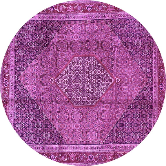 Ahgly Company Indoor Round Medallion Purple Traditional Area Rugs, 5' Round