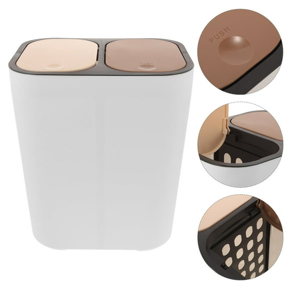 STOBOK Stable Plastic Dual Bin Trash Container for Kitchen Food Waste Disposal