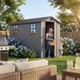 thumbnail image 2 of HOMALL 4x8ft Resin Shed for Outdoor Storage, Heavy-Duty Lockable Garden Tool Shed with Weather-Resistant Design, 2 of 7