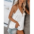 thumbnail image 3 of Oudiya Womens Silk Satin Tank Tops V Neck Camisole Spaghetti Strap Top Summer Basic Blouse, 3 of 6