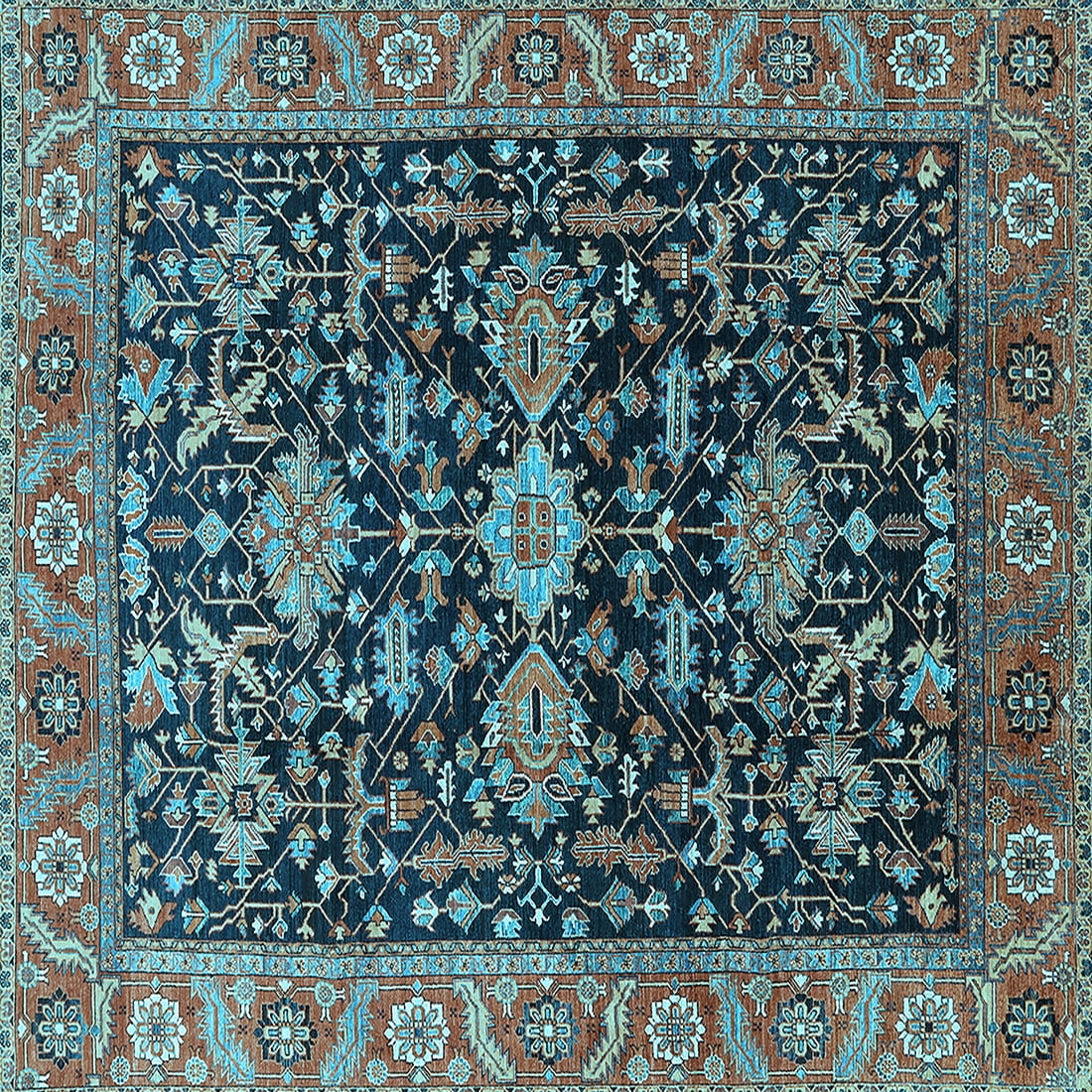 Ahgly Company Indoor Square Oriental Light Blue Industrial Area Rugs, 4 ...