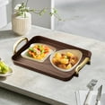 thumbnail image 6 of Chanana Imitation Wooden Serving Tray with Gold Handles, Food Tray for Breakfast, Coffee Table, Dinner & Bar, Decorative Tray for Kitchen, Bedroom, 6 of 6