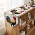 thumbnail image 4 of Retro Rooster Table Runner Linen Burlap Table Runner 90 Inches Long Watercolor Vintage Rooster Art Dresser Scarves for Kitchen Island Coffee Dining Room Party Wedding Banquet Holiday Decor 13"x90", 4 of 8